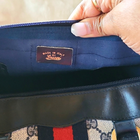 Gucci Boston Canvas Vintage Bag with Red and Blue Accents - Picture 7 of 8